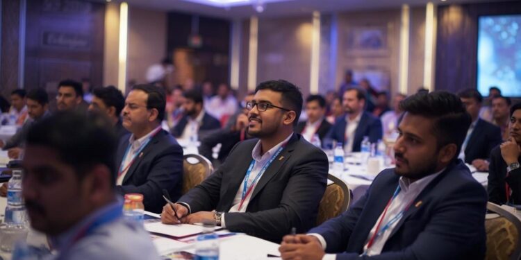 Croissance de l'industrie MICE présentée dans un grand centre de congrès accueillant un événement d'entreprise en Inde