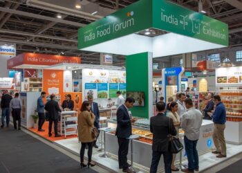 Food forum exhibition hall showing international food trade and investment opportunities in India