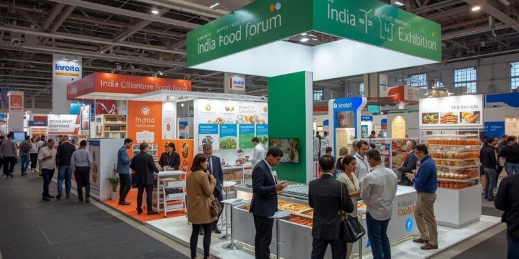 Food forum exhibition hall showing international food trade and investment opportunities in India