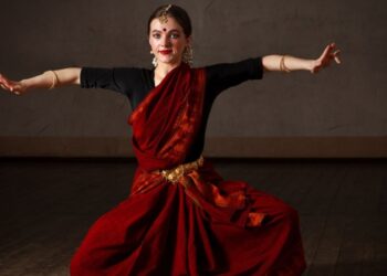 Classical arts Bharatanatyam dancer in traditional costume showing India's dance revival and cultural heritage