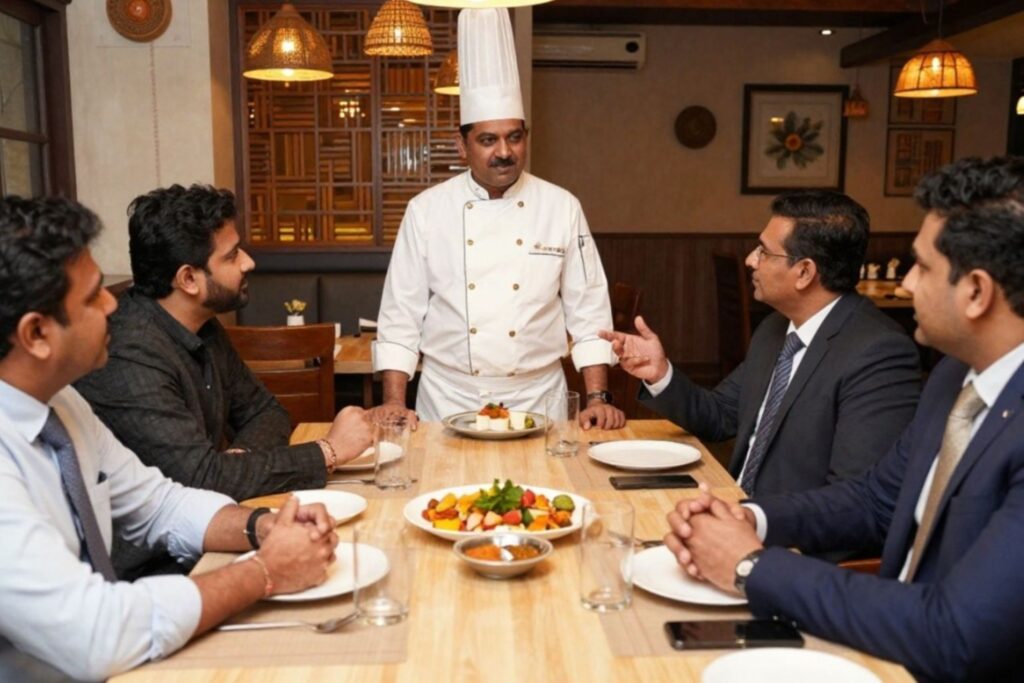 भारत मिशेलिन रेस्तरां निवेश बैठक जिसमें निवेशक फाइन डाइनिंग अर्थशास्त्र के अवसरों पर चर्चा कर रहे हैं