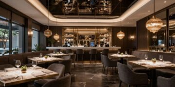 फाइन डाइनिंग इकोनॉमिक्स इंडिया में निवेश के अवसरों के लिए मिशेलिन रेस्तरां का सुरुचिपूर्ण इंटीरियर दिखाया गया है