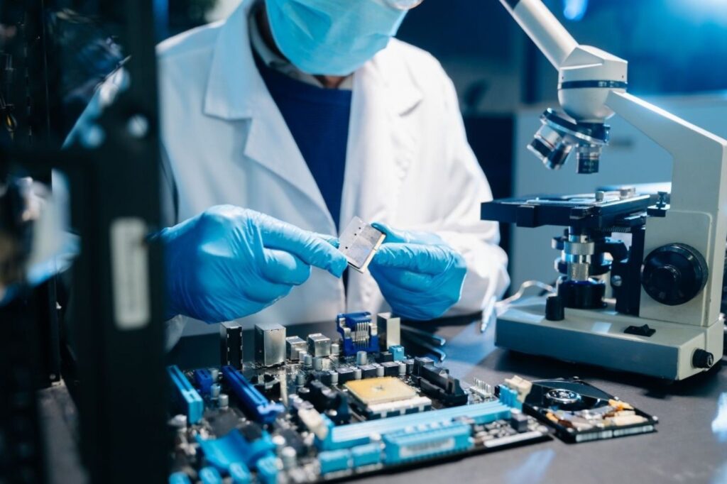 Electronics assembly workers in an Indian manufacturing facility under PLI scheme