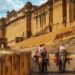 visiting region on elephant around Palace hotel in Rajasthan