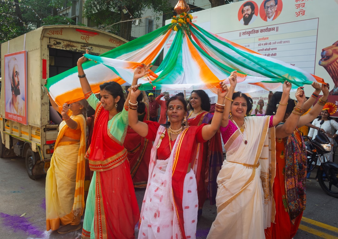 Members of the Indian diaspora march together in a street parade to mark Indian Independence Day celebrations.