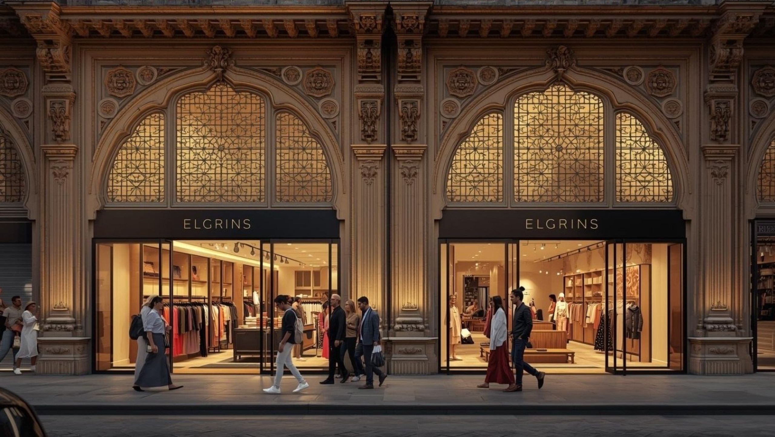 Productos de moda de lujo exhibidos en una tienda minorista india que representan el rendimiento y las ventas de marcas de gama alta
