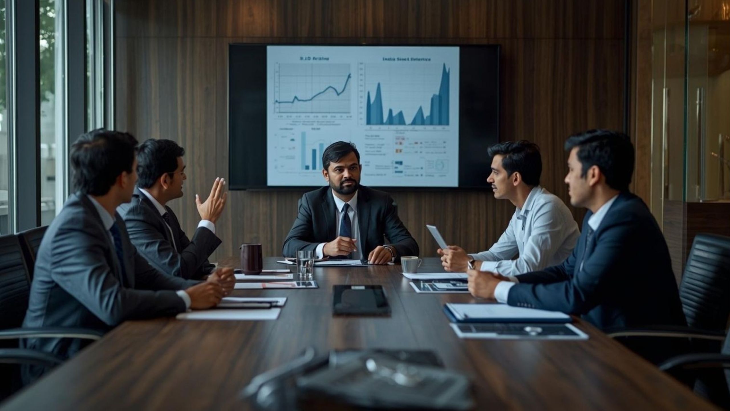 Reunión de inversión de capital privado en la India con profesionales de fondos regionales que analizan oportunidades de flujo de acuerdos